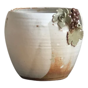 Late-20th Century Pottery Planter W/ Grapevine Motif