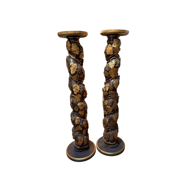 Brown Pair of 17th Century “Barley Twist” Spanish Columns For Sale - Image 8 of 8