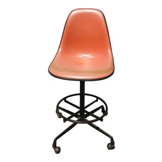 Eames Mid-Century Orange Bar Stool For Sale