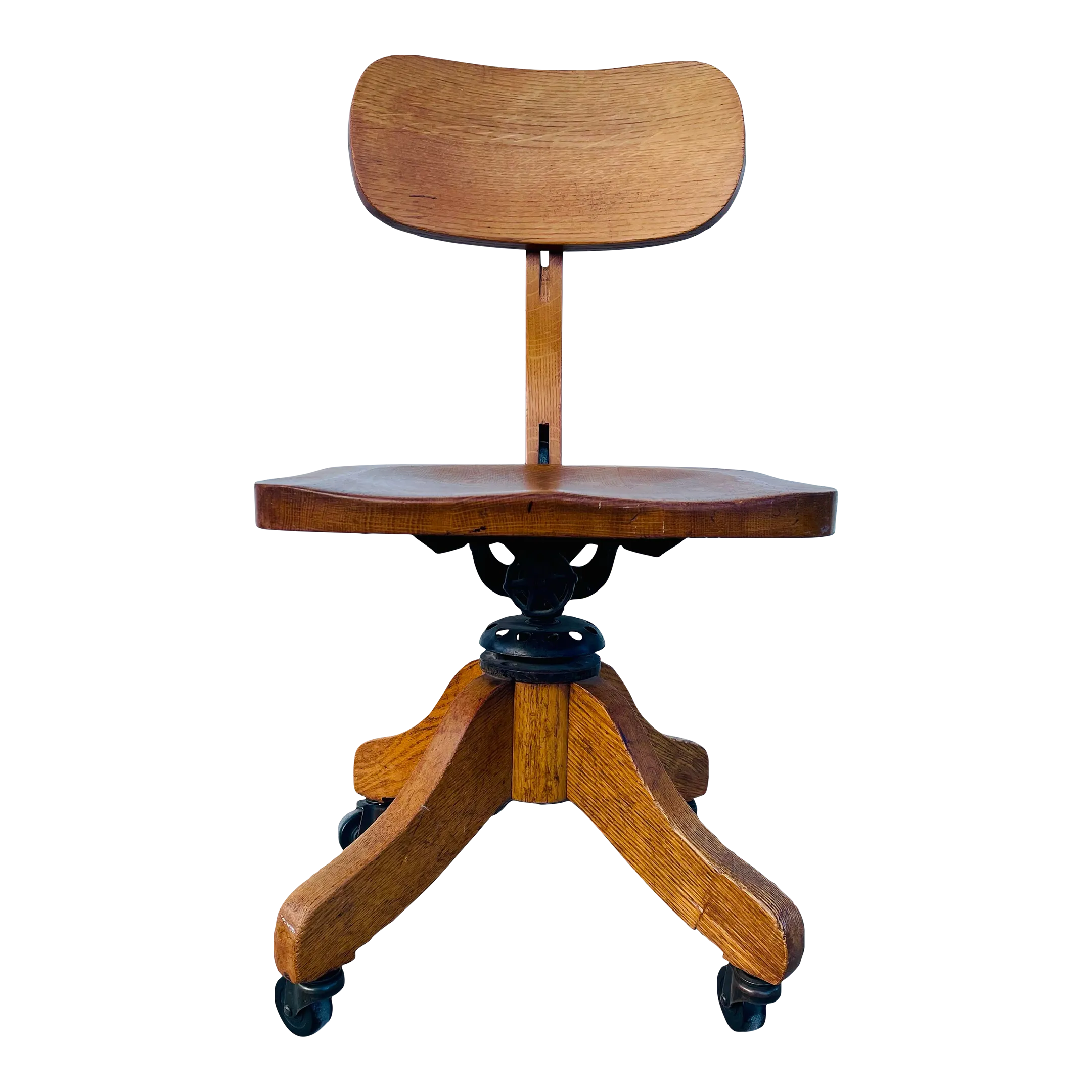 1930s Art Deco Antique Wooden Typist Chair | Chairish