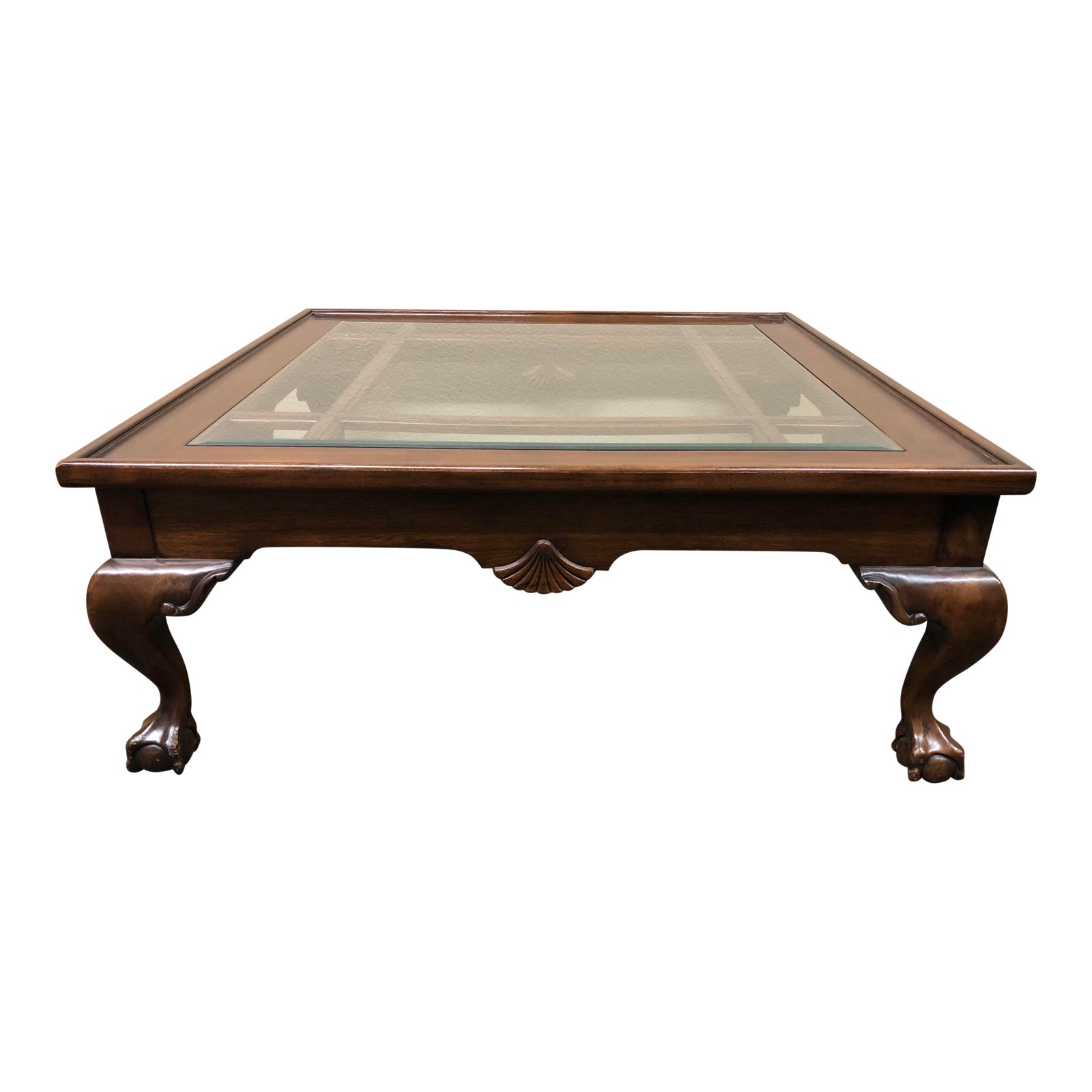 Square Wood & Glass Insert Coffee Table Chairish