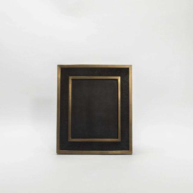Picture Frame 8x10” in Black Shagreen With Brass Details by Kifu Paris For Sale In Los Angeles - Image 6 of 12