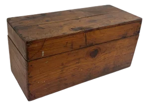 Early American Primitive Pine Lift-Top Storage Box | 19th Century Farmhouse Blanket or Document Box
