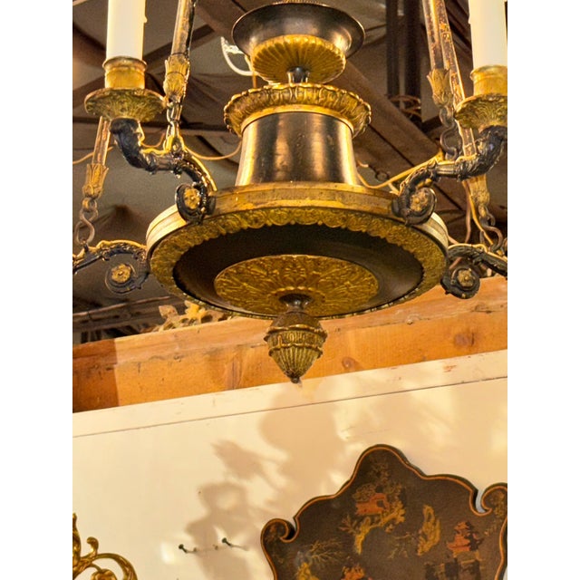 19th Century 19th C. French Empire Bronze Chandelier For Sale - Image 5 of 8