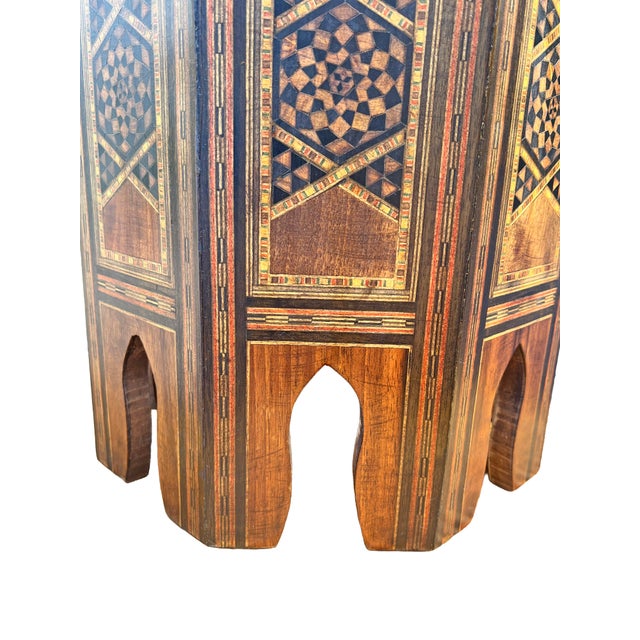 1980s Vintage Moroccan Indian Style Inlay Accent Side or End Table For Sale - Image 5 of 9