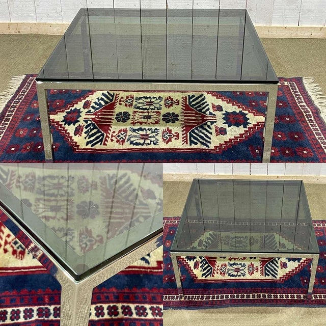 Chrome Coffee Table with Glass Top, 1980s For Sale - Image 3 of 9