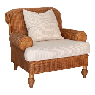 Vintage Wicker Club Chair For Sale