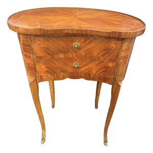 Inlaid Kidney Bedside Table, 1940s