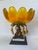 Vintage Hollywood Regency Amber Glass Floral Centerpiece Bowl With Crystal Prisms & Marble Base For Sale - Image 9 of 12