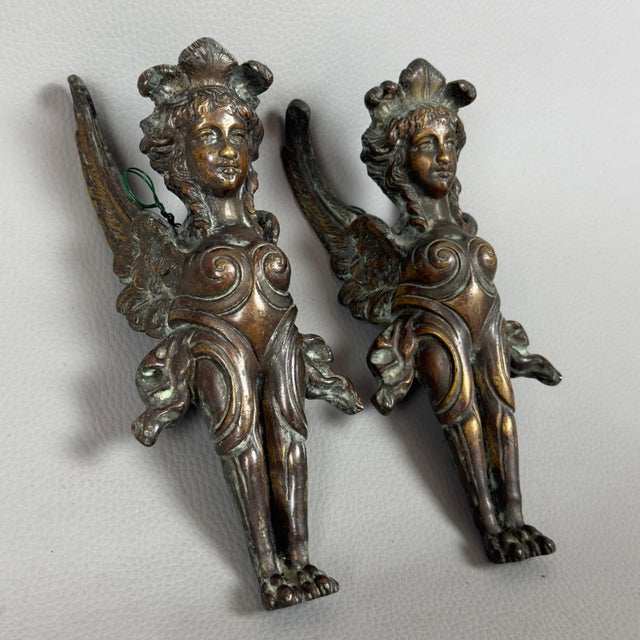 Antique Bronze Frieze Hanging Sculptures of Winged Figures, Early 20th Century, Set of 2 For Sale - Image 11 of 11