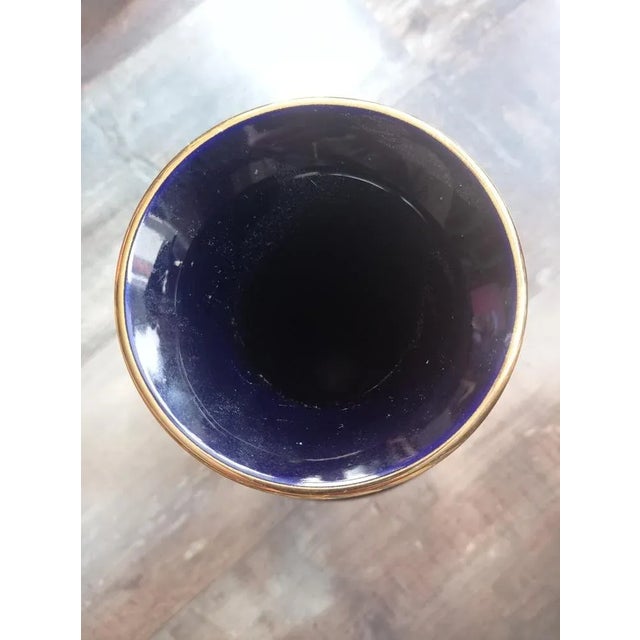 Mid-Century Limoges Blue Cobalt Vase in 22k Gold, France, 1950s For Sale - Image 3 of 6