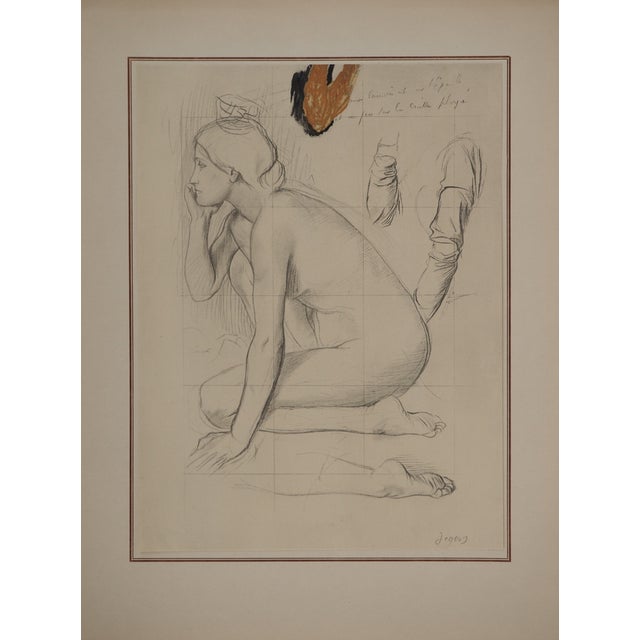 Edgar Degas, Study for a Crouching Nude, Lithograph and Stencil For Sale