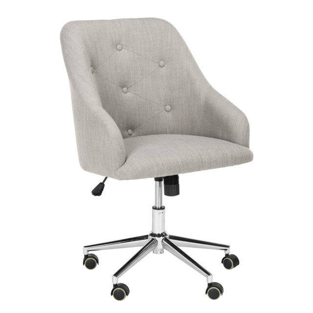 Inspired by the office of a top fashion blogger, this tufted linen chrome leg swivel office chair puts a new spin on...