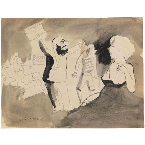Watercolor on paper. Hand signed in pen lower left. Very good condition. This piece is attributed to the mentioned...