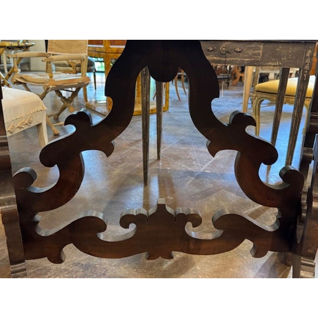 19th Century Italian Walnut Tuscan Demi-Lune For Sale - Image 5 of 6