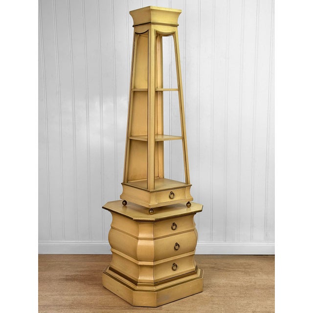 Hollywood Regency Vintage Hollywood Regency Obelisk Pyramid Etagere Cabinet Stand For Sale - Image 3 of 15