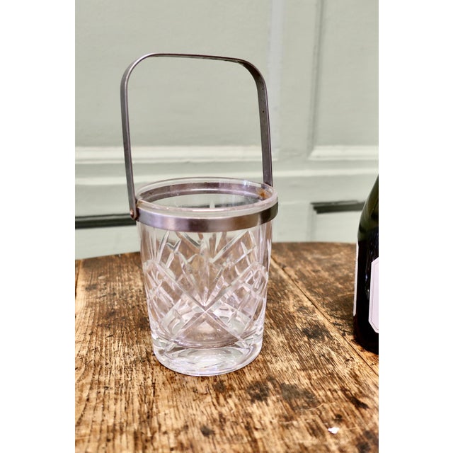 French Bistro Personal Wine Cooler, Champaign Ice Bucket A good piece in cut glass, the top edge is in chrome with a...