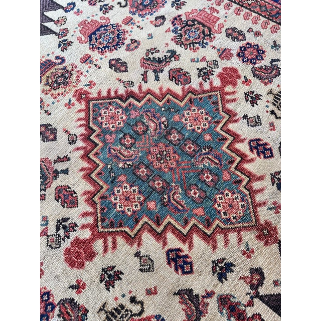 Antique Persian Malayer Carpet, Geometric Design, Ivory, Green, Navy Circa 1890 For Sale - Image 15 of 18