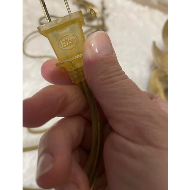 Vintage Plug in Light Chandelier Brass Feldman Lotus Flower Pendant Mid Modern For Sale In Houston - Image 6 of 15