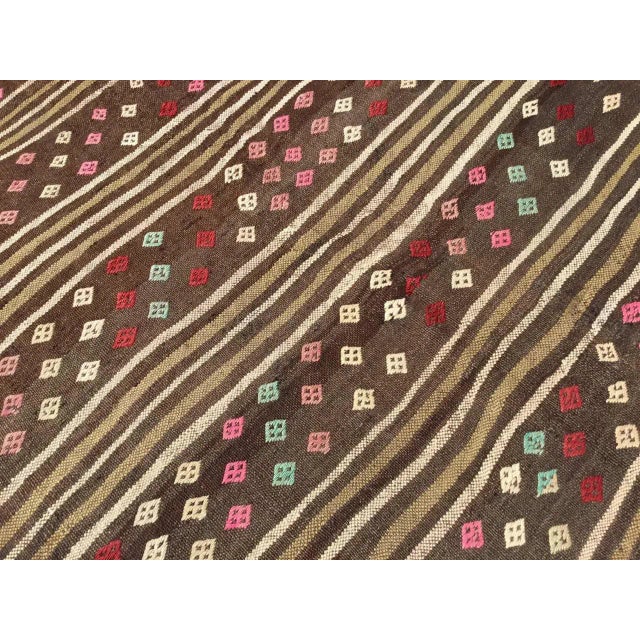 1960s Vintage Brown Kilim Rug - 55.5" X 69" For Sale - Image 5 of 11