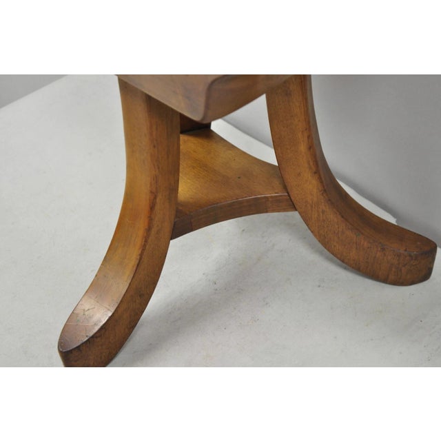 Wood Vintage Mid Century Modern Mahogany Adolf Loos Theban Style Tripod Saddle Stool For Sale - Image 7 of 17