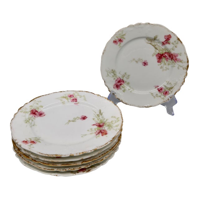 Antique C. Ahrenfeldt Limoges Dessert Plates, Set of 6 — Late 19th Century French Porcelain For Sale