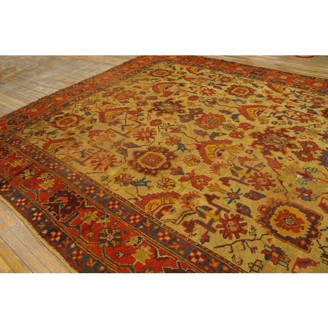 Light Yellow Phenomenal Minium Yellow Color With Intricate Patterns Antique Turkish Decorative Oushak Rug For Sale - Image 8 of 12