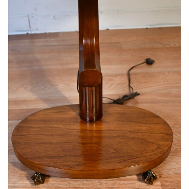 1930 Art Deco Birdseye Maple Lamp and Side Table Combination / Floor Lamp For Sale - Image 9 of 13