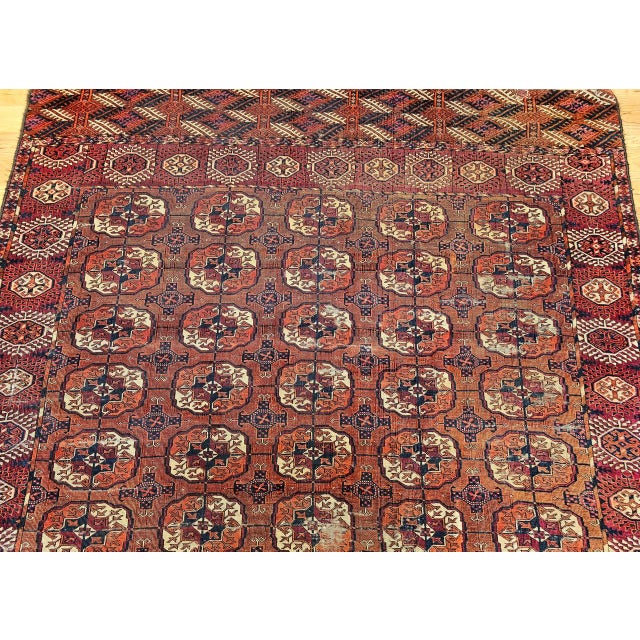 Antique Turkmen Tekke Rug, Wool Pile, Allover Geometric Design For Sale - Image 9 of 14