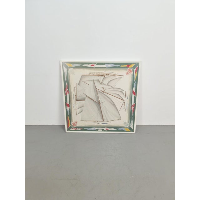 Vintage Framed Vent Portant Silk Scarf by Hermès, Paris, 1990s, in Very Good conditions. Designed 1990 to 1999 This piece...