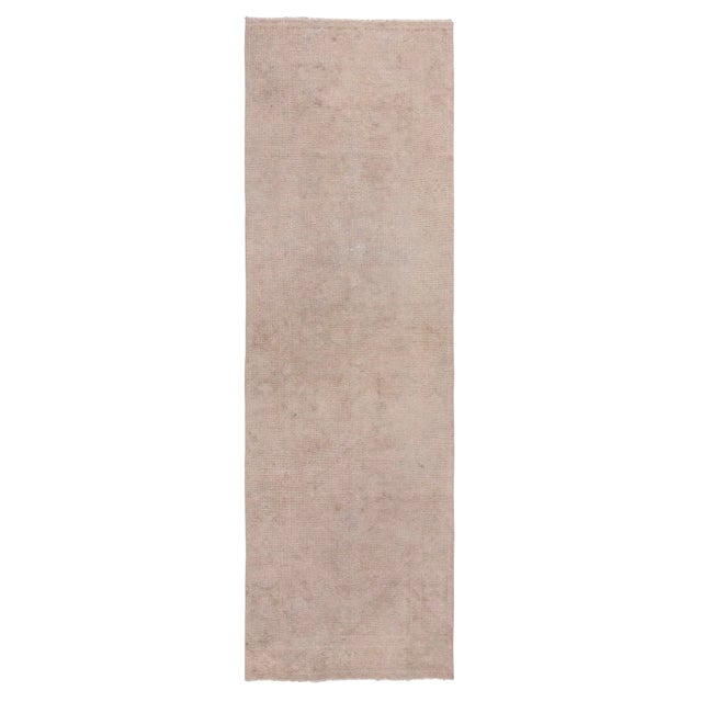 1960s Vintage Washed Out Area Runner Rug - 2′11″ × 9′5″ For Sale