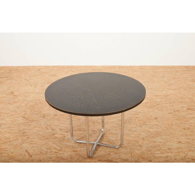 Side Table in Chrome-Plated Tubular Steel with Black Ash Veneer Top For Sale - Image 3 of 10