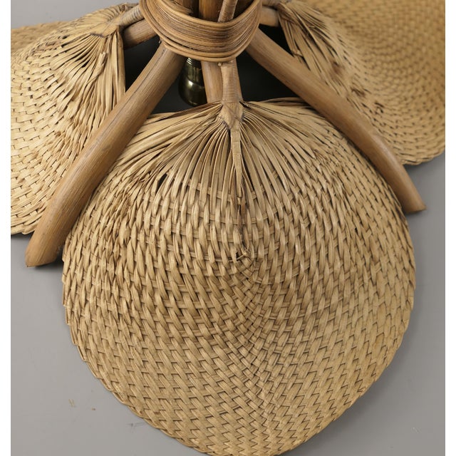 Chandelier in Woven Palm Leaves, Germany, 1970s For Sale - Image 9 of 12