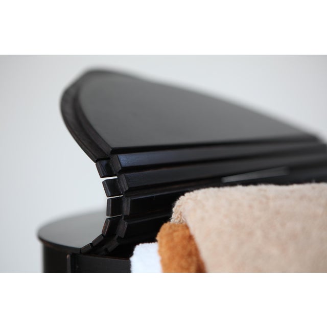 Round Laundry Basket in Dark Brown Stained Wood by Luca Villa For Sale - Image 4 of 6