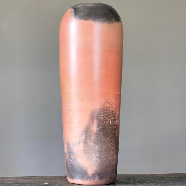 Contemporary Albert Green (1914-1994) Vintage Studio Salmon Colored Porcelain Raku Vase (Signed) For Sale - Image 3 of 7
