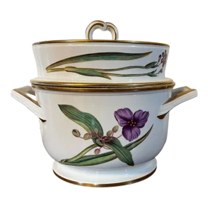 Antique Early 19th Century Spode Porcelain Ice Pail Cooler Decorated With Hand Painted Named Botanical Flower Specimens Circa 1815