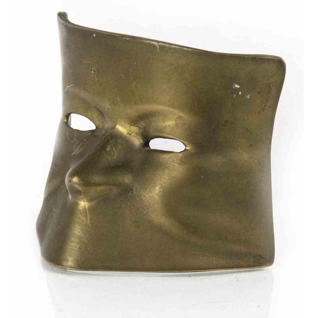 Vintage Brass Mask, Italy, 20th Century For Sale - Image 4 of 5