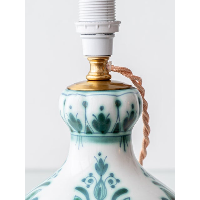 Delvert Teal Botanical Ceramic Table Lamp from Royal Delft, 1970 For Sale - Image 14 of 15