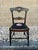 Antique Victorian Style Floral Decorated Grain Painted Side Chair. Turned legs with H stretcher base , black painted with...