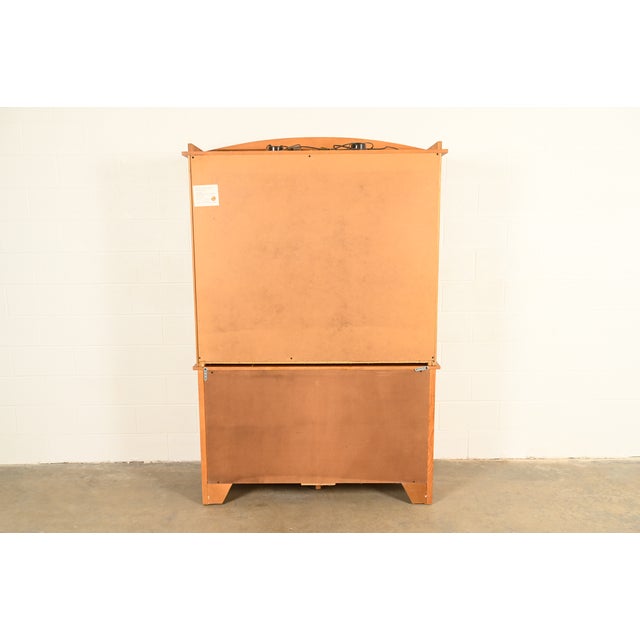 Stickley Style Mission Oak Arts & Crafts Lighted Breakfront Bookcase Cabinet For Sale - Image 16 of 18