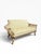 Vintage Carved Wood Settee With Gold Leaf Accents and Textured Upholstery For Sale - Image 4 of 11