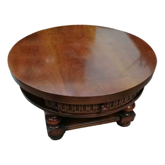 Walnut Coffee Table with Displacing Drawer For Sale