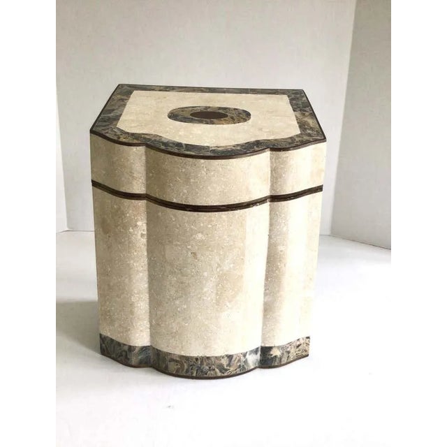 Mid-Century Modern 1980s Tesellated Stone and Brass Inlayed Tall Box For Sale - Image 3 of 10