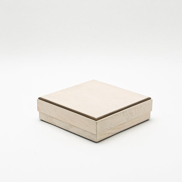 R & Y Augousti Set of 3 Square Boxes in White Oak With Brass Frame by R&y Augousti For Sale - Image 4 of 8