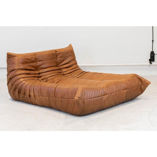 Togo Chaise Lounge in Pine Leather by Michel Ducaroy for Ligne Roset, 1974 For Sale - Image 10 of 18