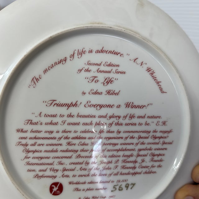 Edna Hibel "To Life" Porcelain Collector Plate For Sale - Image 12 of 12