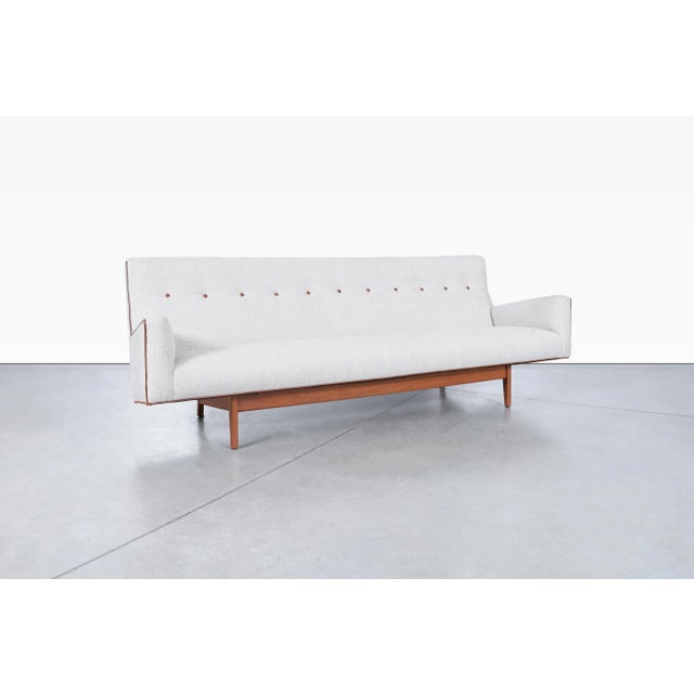 Jens Risom Design Mid-Century Modern Walnut Floating Sofa Model U-150 by Jens Risom For Sale - Image 4 of 11