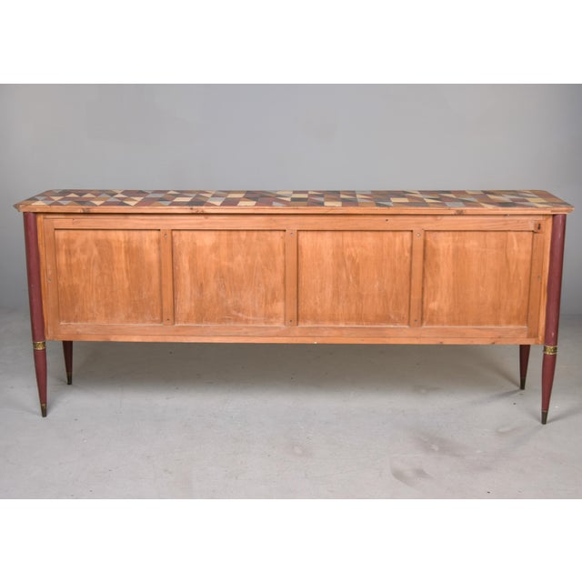 Circa 1940s English Console Cabinet With Original Harlequin Painted Finish For Sale - Image 12 of 12