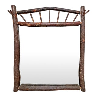 Rather Large Vintage Old Hickory Framed Mirror For Sale