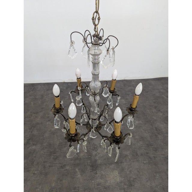 Vintage Crystal 6-Light Chandelier For Sale - Image 4 of 8